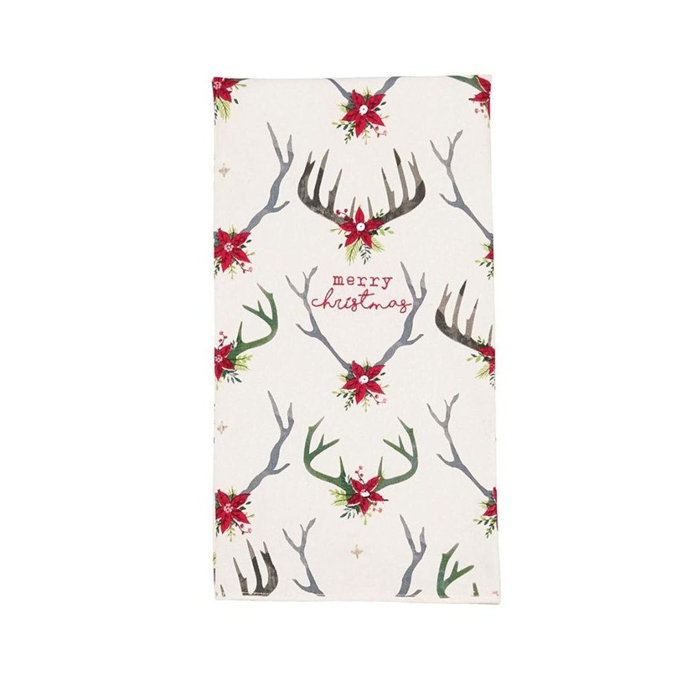 Mud Pie Christmas Kitchen Antler Towel